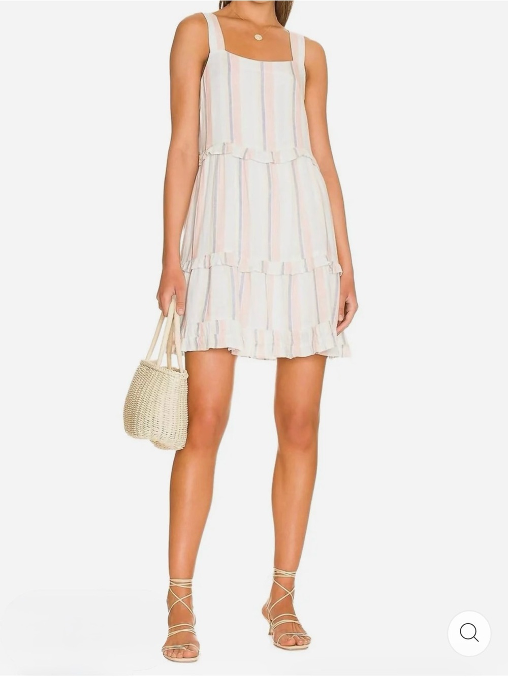NWT Rails Sandy Biarritz Multi Stripe Linen Tiered Dress M $188